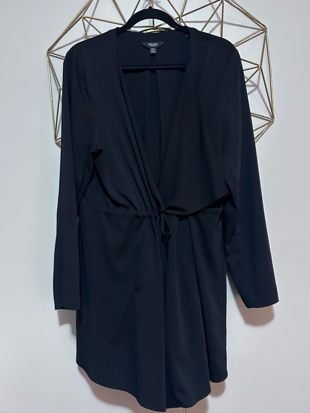 Front-tie Black Long Sleeve Blazer